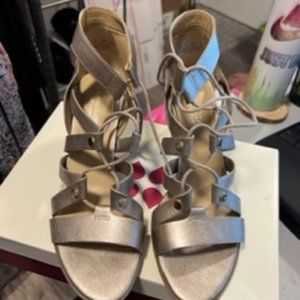 Metalic Nickle Strappy Heel